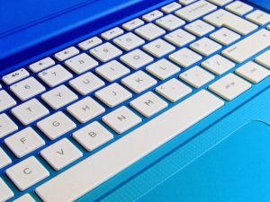 blue close up computer computer keyboard